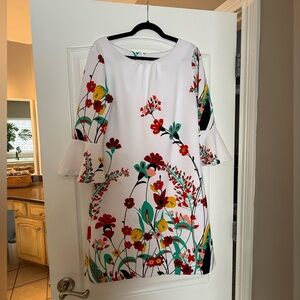 New York & Company White Dress with Colorful Floral Design
